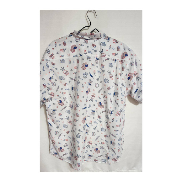 free planet fourth of July shirt button down size 1X 100% cotton white - Picture 7 of 9